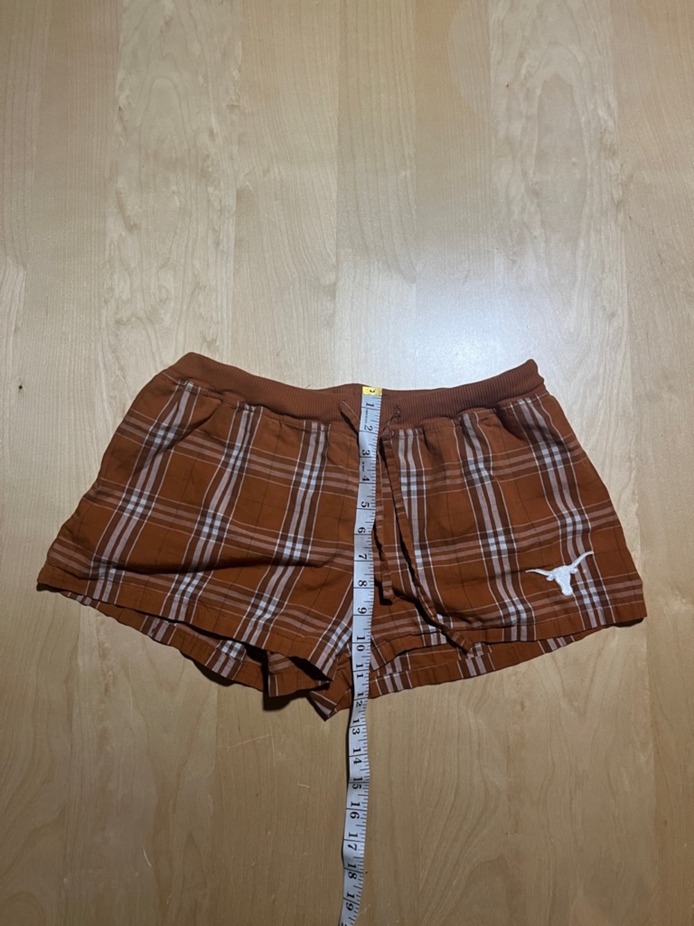 Plaid Texas Longhorns Athletic Lounge Shorts in Burnt Orange — Womens